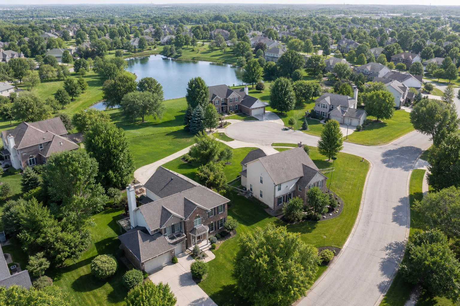 Aerial view of an Overland Park, Kansas residential neighborhood