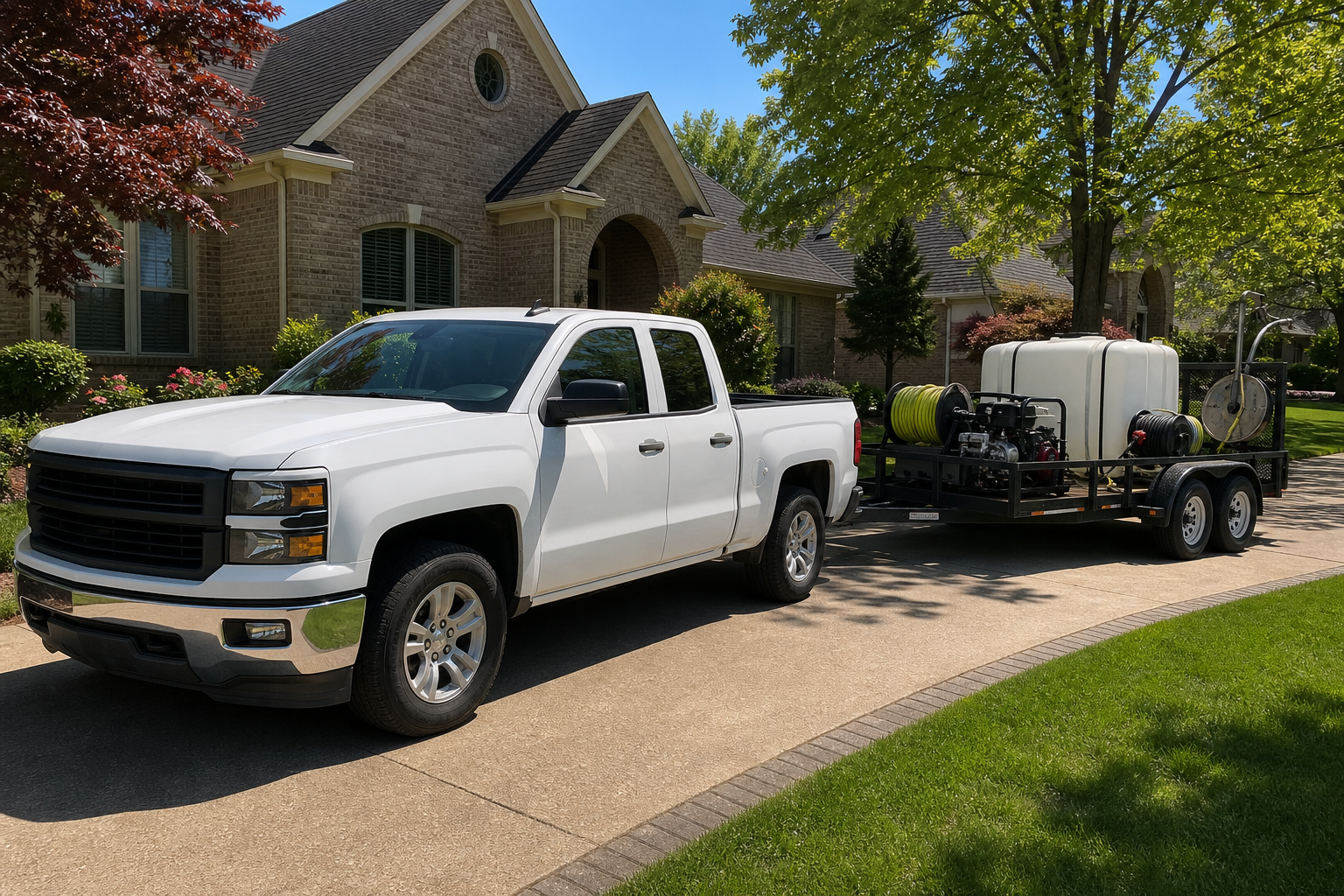 Midwest Pressure Washing work truck and equipment in Overland Park